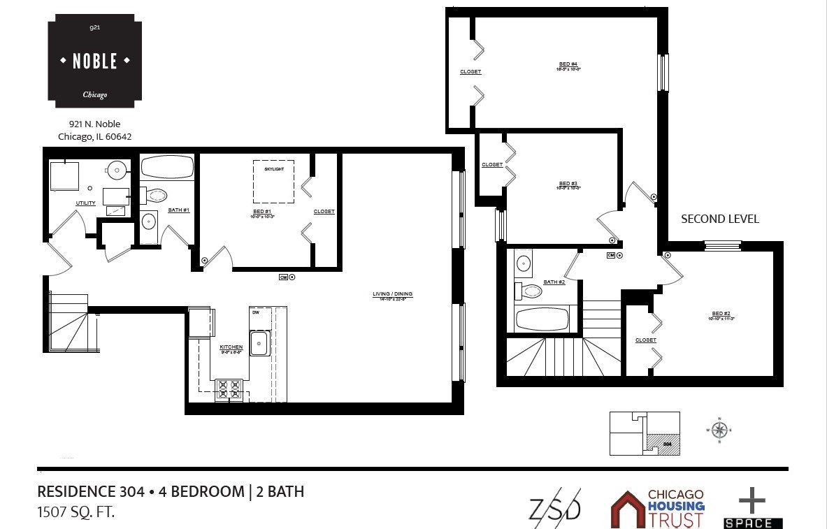 Floor Plan - Unit 304 - 4BR/2BA (duplex)